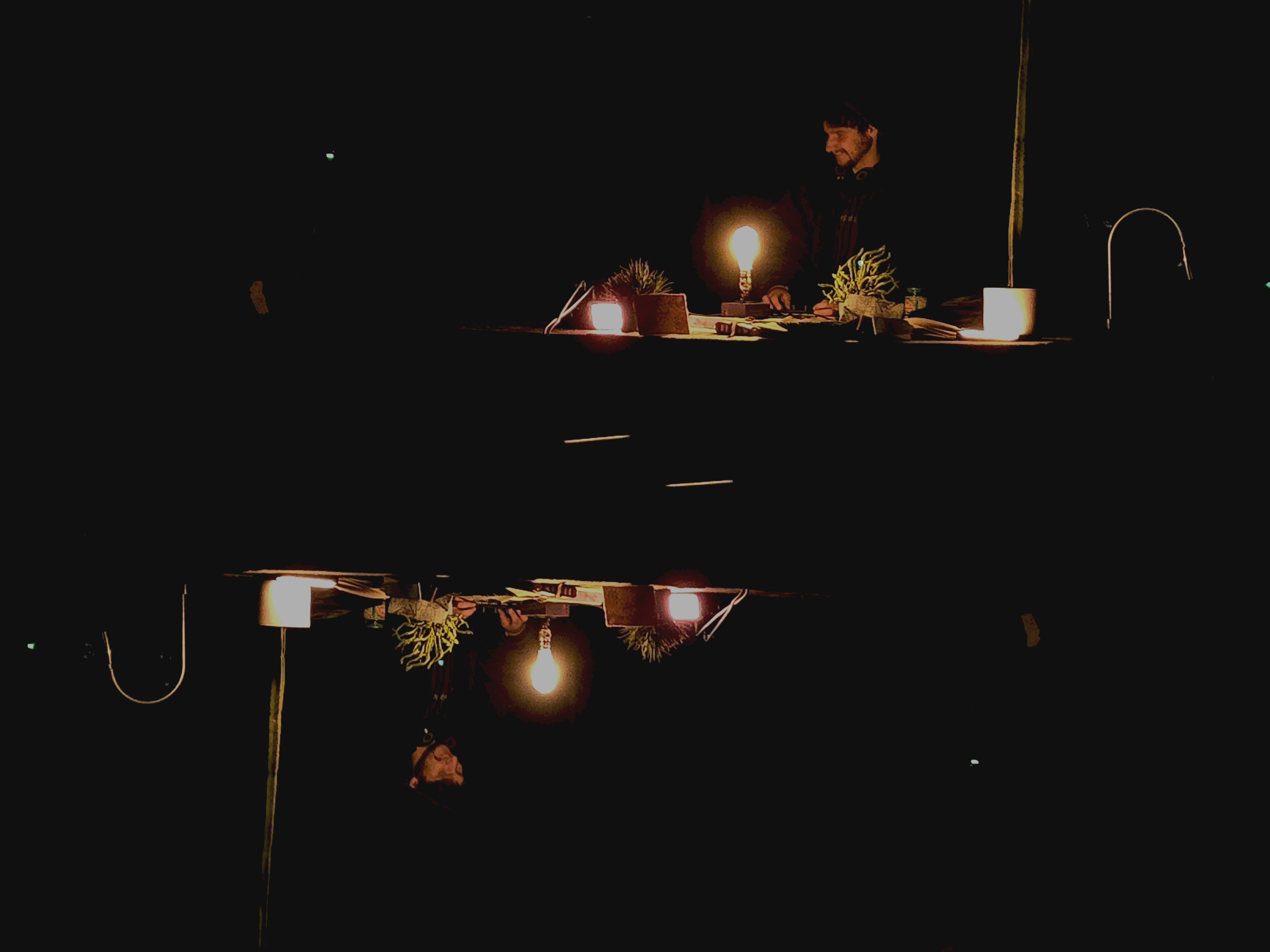 A second reflected view of the live sound collage performance